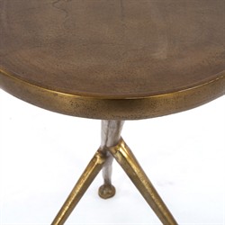 Soledad Industrial Loft Antique Brass Aluminum Tripod Base Outdoor Oval Side Table|