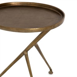 Soledad Industrial Loft Antique Brass Aluminum Tripod Base Outdoor Oval Side Table|