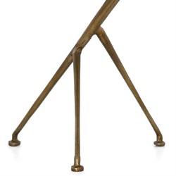 Soledad Industrial Loft Antique Brass Aluminum Tripod Base Outdoor Oval Side Table|