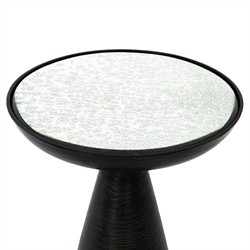 Lupe Industrial Loft Ash Glass Top Black Aluminum Pedestal Round Side End Table|