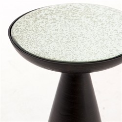 Lupe Industrial Loft Ash Glass Top Black Aluminum Pedestal Round Side End Table|