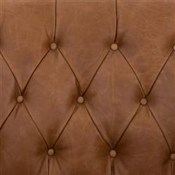 Walter Light Brown Upholstered Leather Natural Wood Tufted Sofa - Small - 75"W|