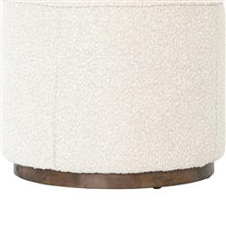 Leah Modern Classic Cream Performance Boucle Brown Wood Round Ottoman - 22"|
