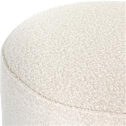 Leah Modern Classic Cream Performance Boucle Brown Wood Round Ottoman - 22"|