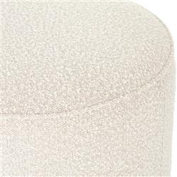 Leah Modern Classic Cream Performance Boucle Brown Wood Round Ottoman - 22"|