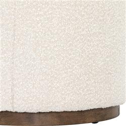 Leah Modern Classic Cream Performance Boucle Brown Wood Round Ottoman - 22"|