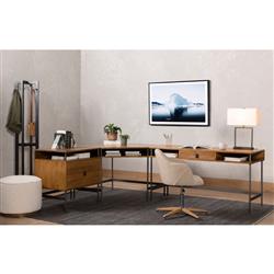 Leah Modern Classic Cream Performance Boucle Brown Wood Round Ottoman - 22"|