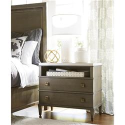 Norman Modern Classic Ivory Stone Top Brown Wood Nightstand|