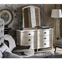 Carlotta French Country Off White Wood 6 Drawer Double Dresser|