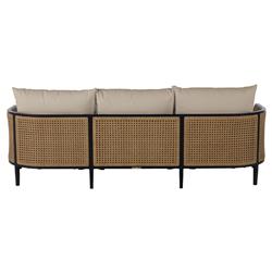 Havana Modern Beige Sunbrella Cushion Black Frame Cane Outdoor Sofa - 86"W|