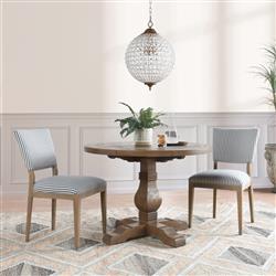 Becille Rustic Lodge Brown Pine Wood Round Dining Table - Small - 42"W|