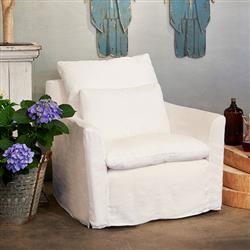 Cisco Home Donato Modern Classic White Linen Slipcovered Arm Chair|