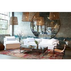 Cisco Home Donato Coastal Beach Logan White Linen Slipcovered Sofa - 78"|