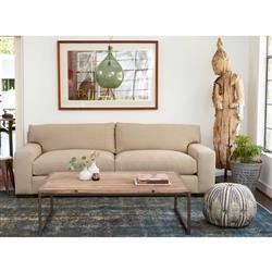 Cisco Home Loft Modern Classic Cream Cotton Upholstered Sofa - 84 inch|