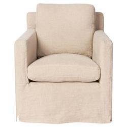 Cisco Home Louis Modern Classic Logan Beige Linen Slipcovered Swivel Arm Chair|
