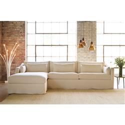 Cisco Home Rebecca Modern White Cotton Slipcovered Sectional Sofa - Left Arm Facing|
