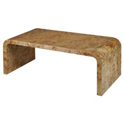 Worlds Away Newbury Modern Classic Light Brown Burl Rectangular Coffee Table|