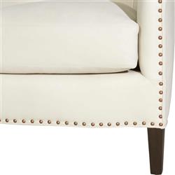 Cisco Home Crescent Modern Classic Cream Leather Round Upholstered Arm Chair|