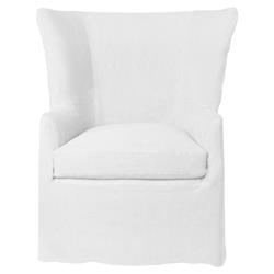 Cisco Home Federico Modern Classic White Linen Slip Cover Wing Back Arm Chair|