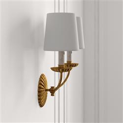 Kendra French Country Antique Gold Leaf 2 Shades Wall Sconce|