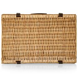 Sandra Coastal Brown Handwoven Willow Picnic Basket with Serveware for 4|