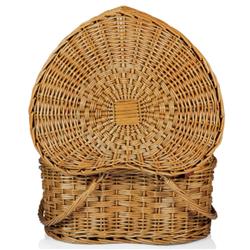 Lauren Modern Classic Brown Willow Cream Heart Picnic Basket with Serveware for 2|