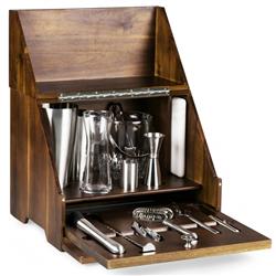 James Modern Classic Acacia Wood Cocktail Bar Set Box|