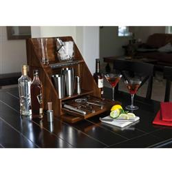 James Modern Classic Acacia Wood Cocktail Bar Set Box|