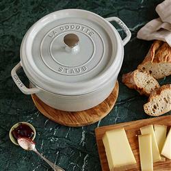 Staub White Truffle 2.75 Quart Cast Iron Round Cocotte Pot|