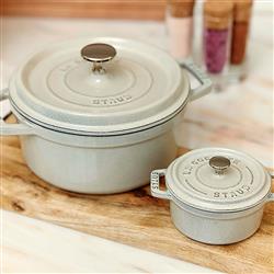 Staub White Truffle 2.75 Quart Cast Iron Round Cocotte Pot|