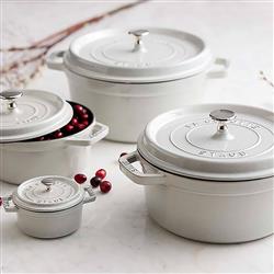 Staub White Truffle 2.75 Quart Cast Iron Round Cocotte Pot|