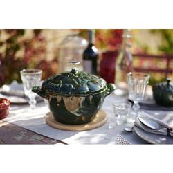 Staub Green Cast Iron 5.5 Quart Artichoke Cocotte Pot|