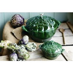 Staub Green Cast Iron 5.5 Quart Artichoke Cocotte Pot|