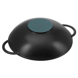Staub Black Cast Iron Wok With Lid - 6.5 Inch|