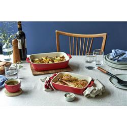 Staub Cherry Red Ceramic Rectangular 2 Piece Bakeware Set|