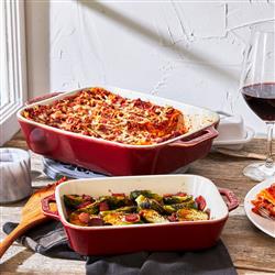 Staub Rustic Red Ceramic Rectangular 2 Piece Bakeware Set|