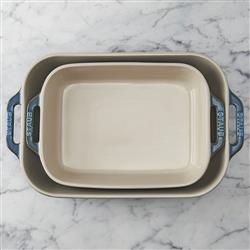 Staub Rustic Turquoise Ceramic Rectangular 2 Piece Bakeware Set|