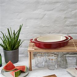 Staub Cherry Red Ceramic Oval 2 Piece Bakeware Set|