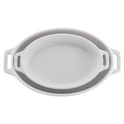Staub White Ceramic Oval 2 Piece Bakeware Set|