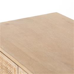 Emilie Light Brown Mango Wood Woven Cane Black Iron 2 Door Media Cabinet - 35"W|