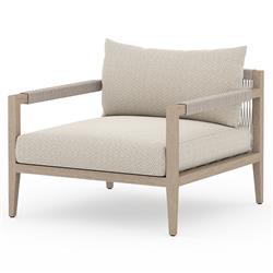 Cheryl Modern Beige Cushion Natural Teak Wood Outdoor Arm Chair|