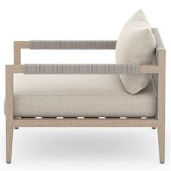 Cheryl Modern Beige Cushion Natural Teak Wood Outdoor Arm Chair|