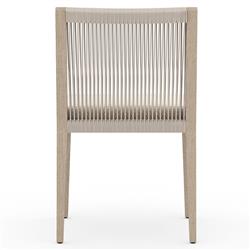 Cheryl Modern Beige Cushion Woven Natural Teak Wood Outdoor Dining Side Chair|