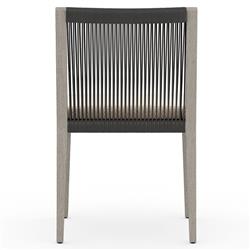 Cheryl Modern Beige Cushion Woven Grey Teak Wood Outdoor Dining Side Chair|