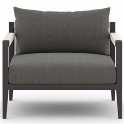 Cheryl Rustic Lodge Black Cushion Aluminum Frame Outdoor Arm Lounge Chair|