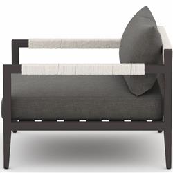 Cheryl Rustic Lodge Black Cushion Aluminum Frame Outdoor Arm Lounge Chair|