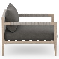 Cheryl Modern Black Cushion Natural Teak Wood Outdoor Arm Chair|