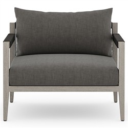 Cheryl Modern Black Cushion Grey Teak Wood Outdoor Arm Chair|