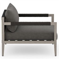 Cheryl Modern Black Cushion Grey Teak Wood Outdoor Arm Chair|