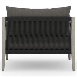 Cheryl Modern Black Cushion Grey Teak Wood Outdoor Arm Chair|